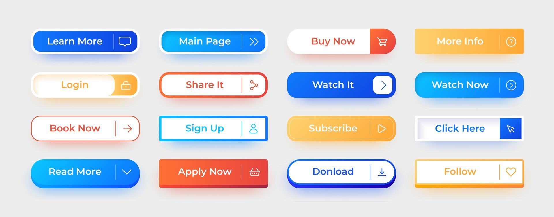 a set of colorful buttons on a white background .