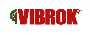 Un logo rosso e verde per Vibrak su uno sfondo bianco.