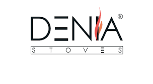Un logo in bianco e nero per le stufe Denia
