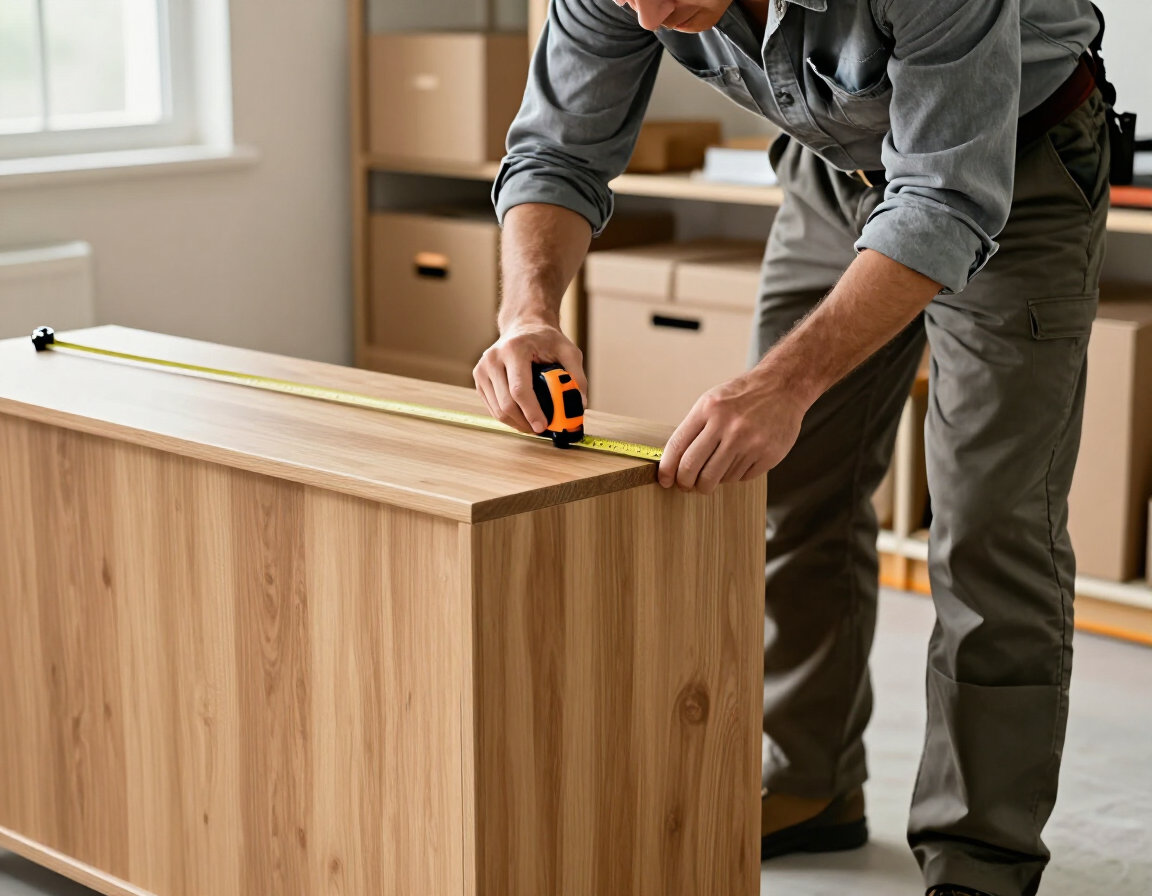 Person measuring furniture