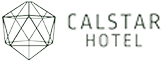Logotipo do CALSTAR HOTEL com um ícone geométrico hexagonal em estrutura de arame sobre um fundo branco.