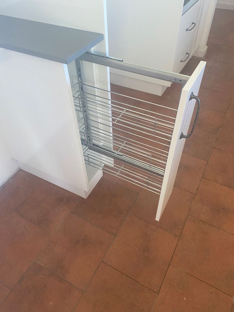 White Drawer with Interior Wire Basket — 4Shaw Kitchens in Dubbo, NSW