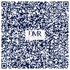 Blue-and-white QR code with a DMR logo in the center.