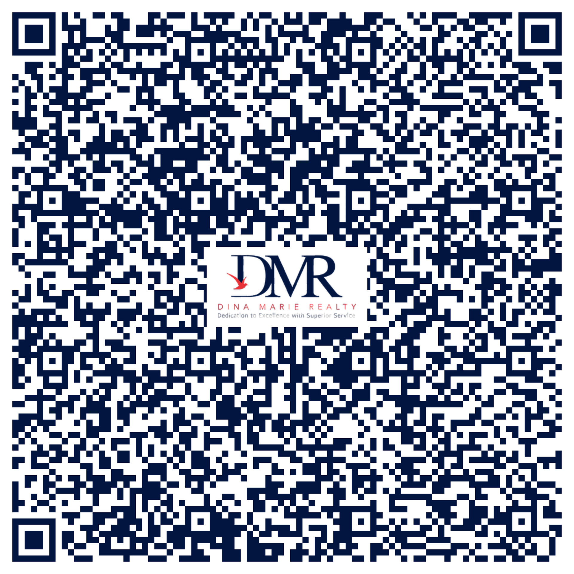 Blue-and-white QR code with a DMR logo in the center.