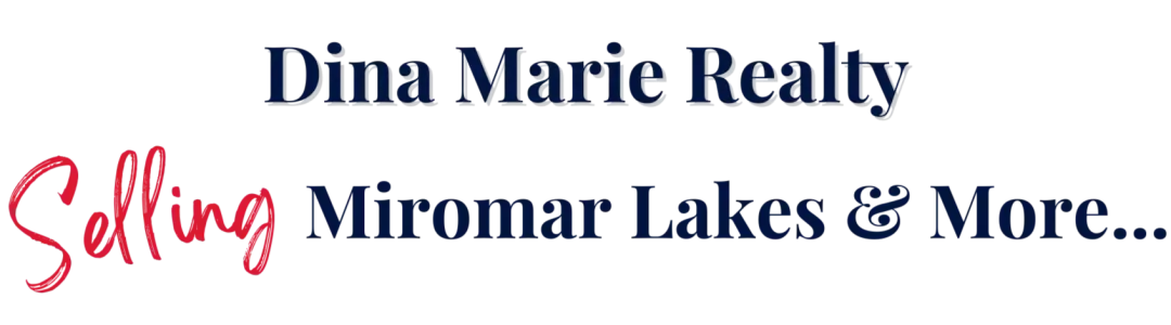 Dina Marie Realty logo with “Selling Miromar Lakes & More...” in blue and pink text