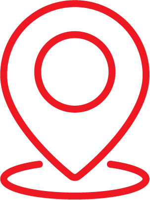 A green map pin with a circle in the middle.