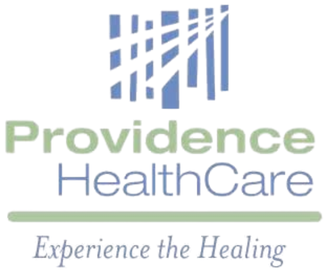Providence HealthCare logo with blue icon, green and blue text, and the tagline “Experience the Healing”