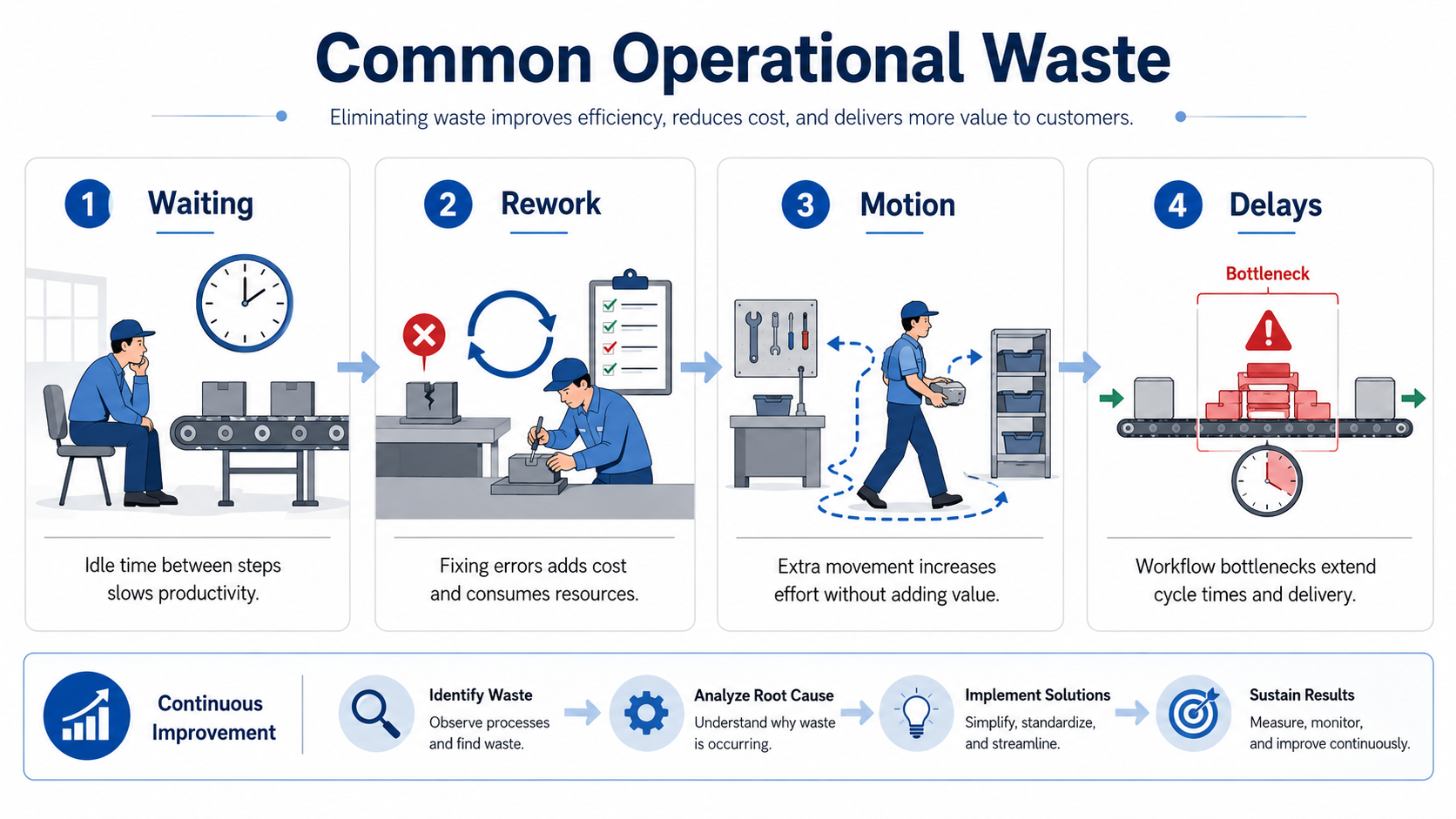 operational efficiency waste reduction infographic