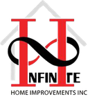 Infinite Home Improvements Inc. logo with black infinity symbol and red house outline