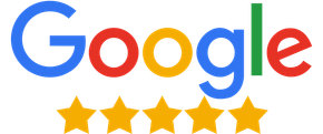 Google logo with five gold stars underneath