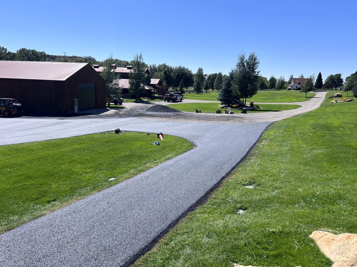 Picture of a paved road in the on a property in Bozeman, Montana