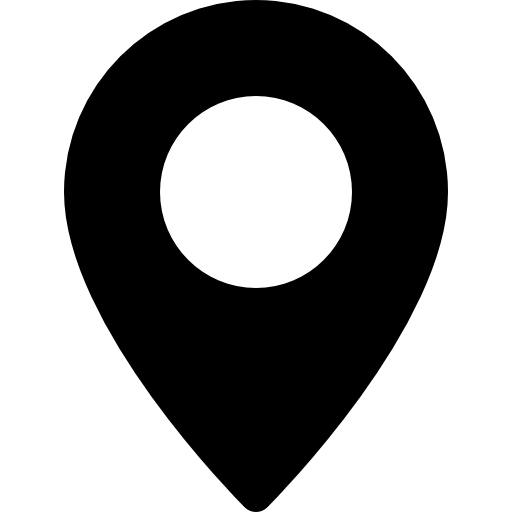 Pin de ubicación negro con círculo blanco.
