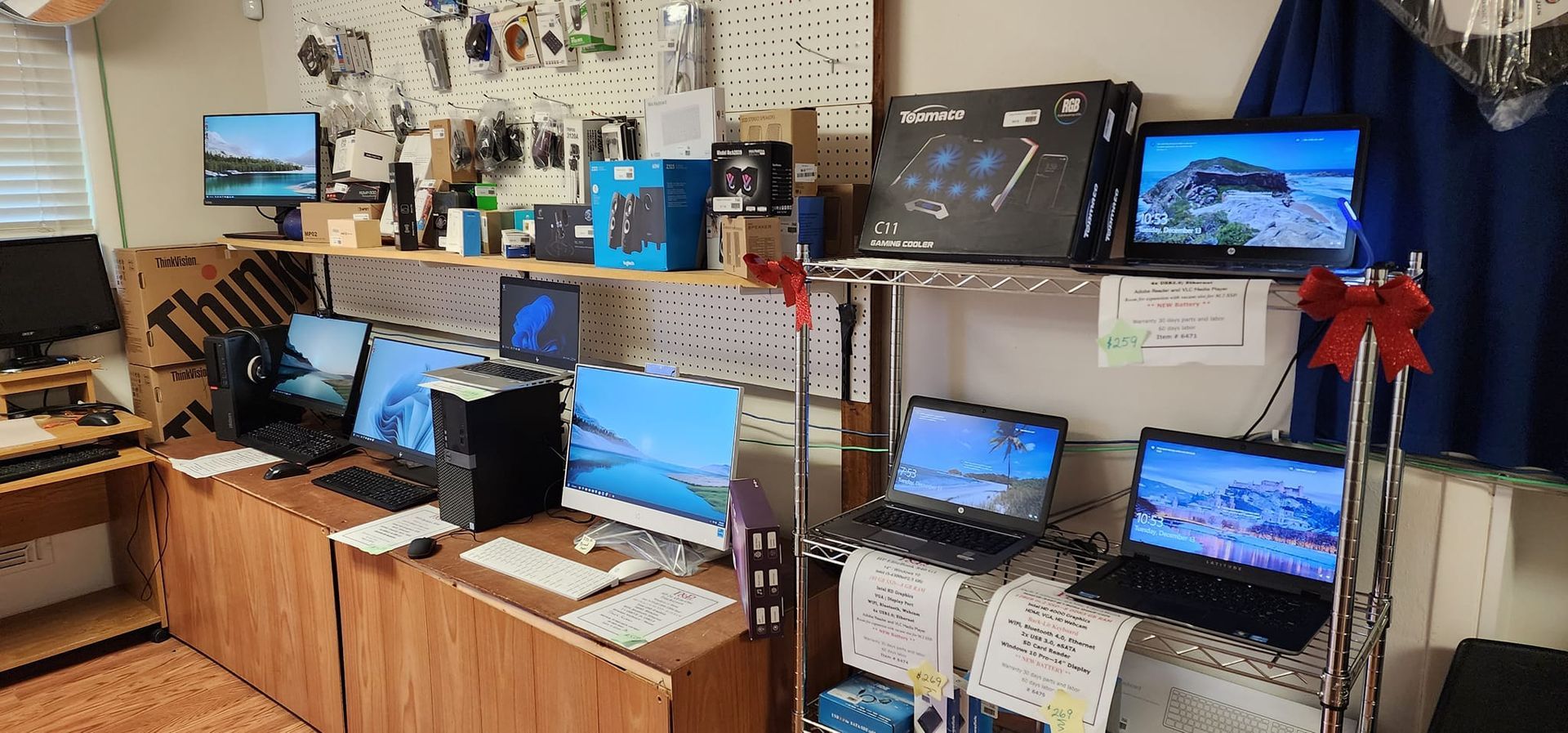 shelves of computers for sale