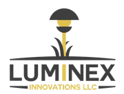 Logo for Luminex Innovations LLC: a stylized yellow and black outdoor light fixture sprouting from dark grass, above the company name.
