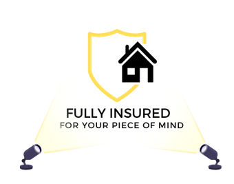 Yellow shield with black house icon,