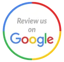 A google logo that says `` review us on google ''