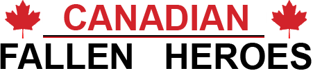 A logo for canadian fallen heroes with a maple leaf