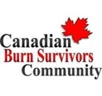 The logo for the canadian burn survivors community has a maple leaf on it.