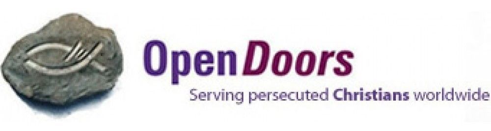 A logo for open doors serving persecuted christians worldwide