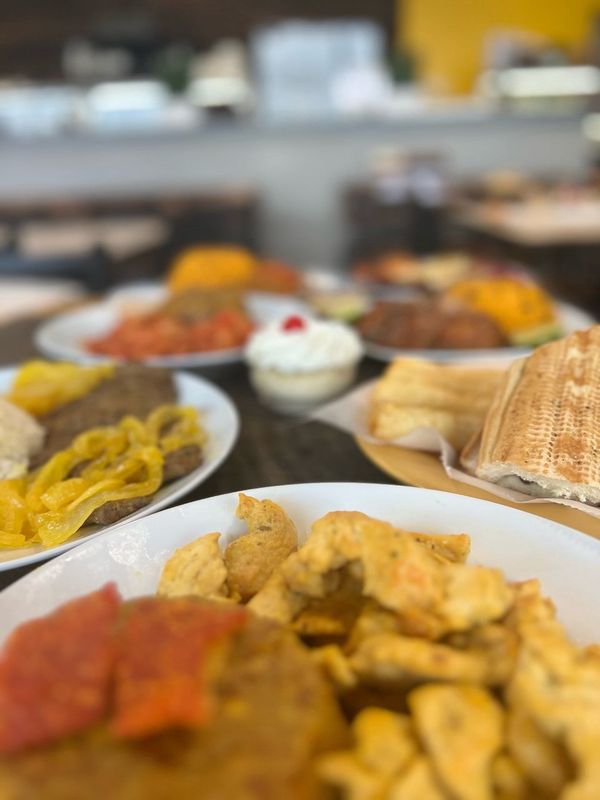 A close up of a plate of food on a table.