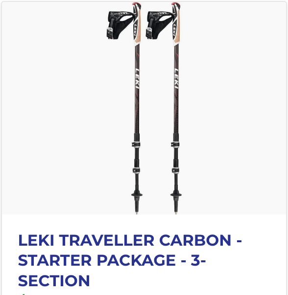 A pair of leki traveller carbon walking poles