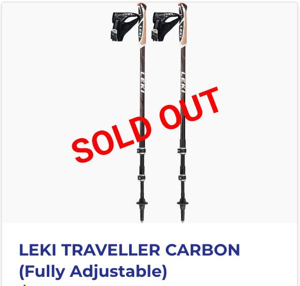 A pair of leki traveller carbon walking poles