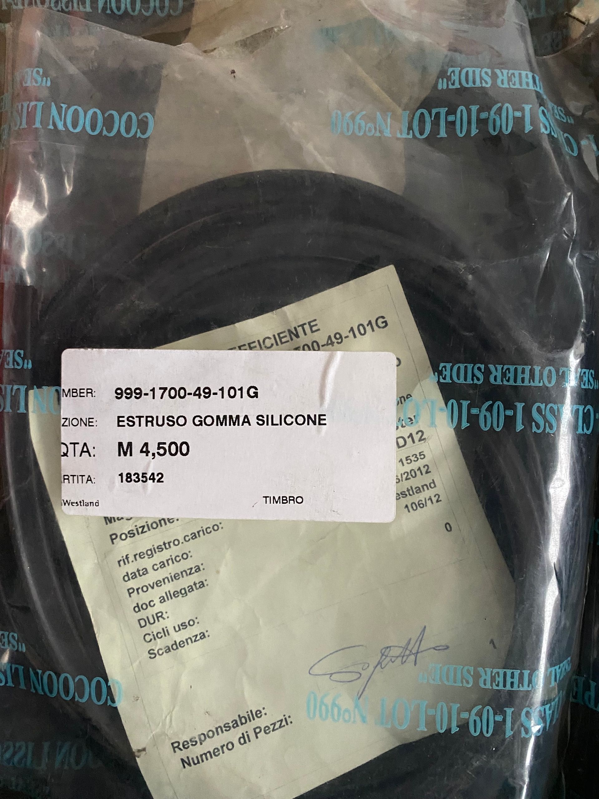 EXTRUDED SILICON RUBBER 999-1700-49-101G