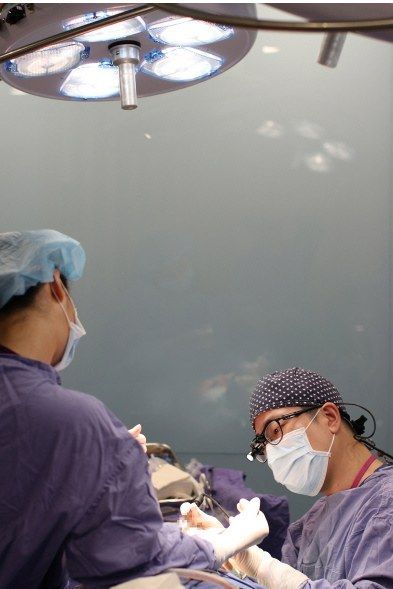 Surgery under the operating lights, Grand Plastic Surgery, Seoul