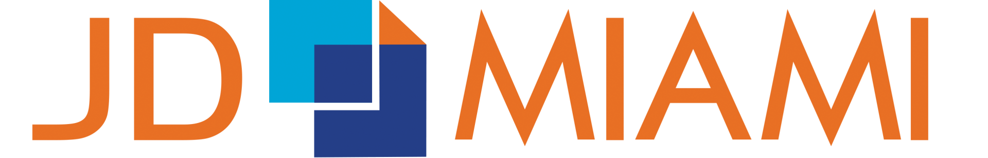 JD MIAMI logo with orange text and blue squares.