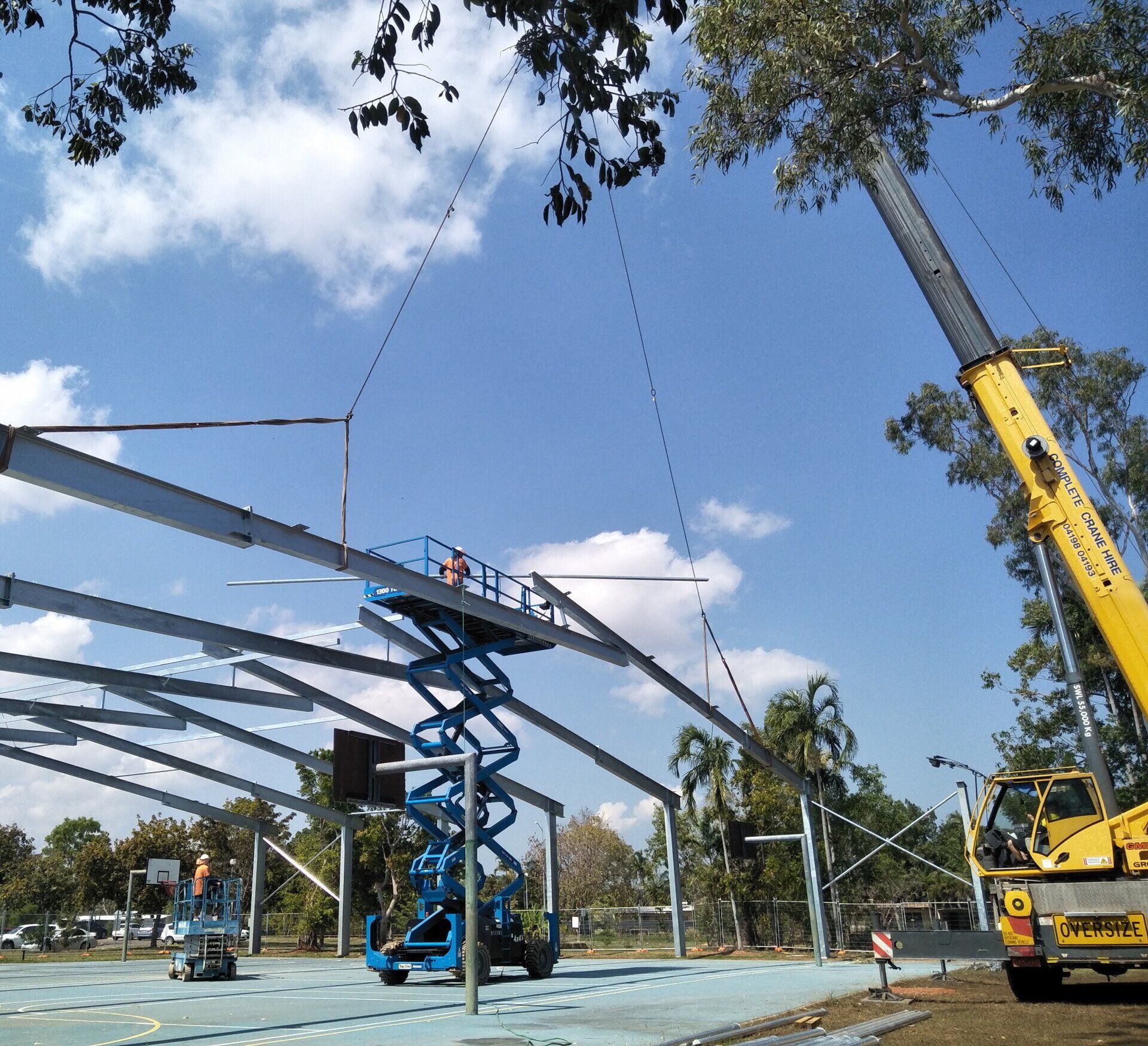 Steel Erection with Cranes — Complete Crane Hire in Pinelands, NT