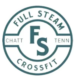 Full Steam CrossFit logo in teal and gray, with “Chatt Tenn” around FS initials.