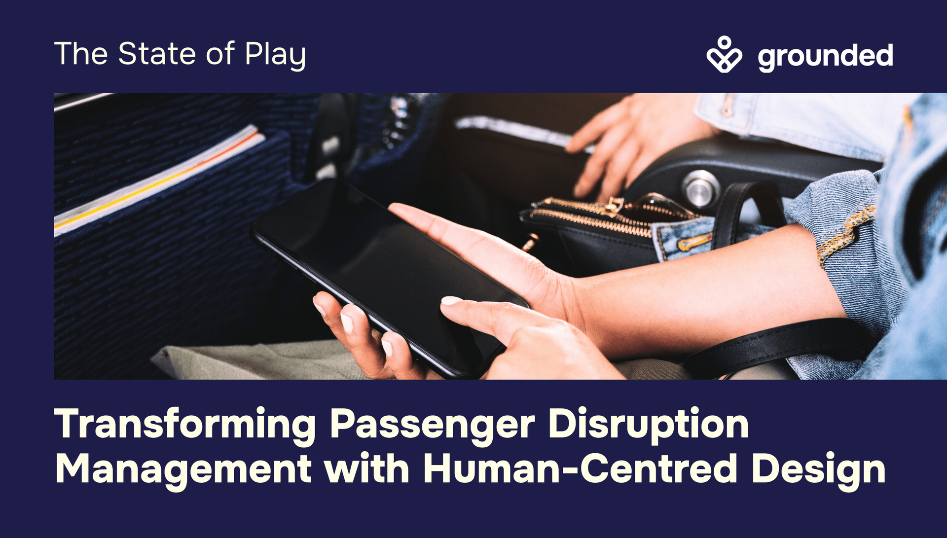 human centred design transforming passenger disruption management Person holding tablet, inside a vehicle. Title: Transforming Passenger Disruption Management with Human-Centred Design.