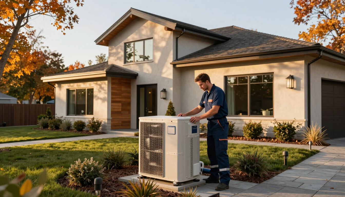 Fall HVAC tips: technician preparing a California home system