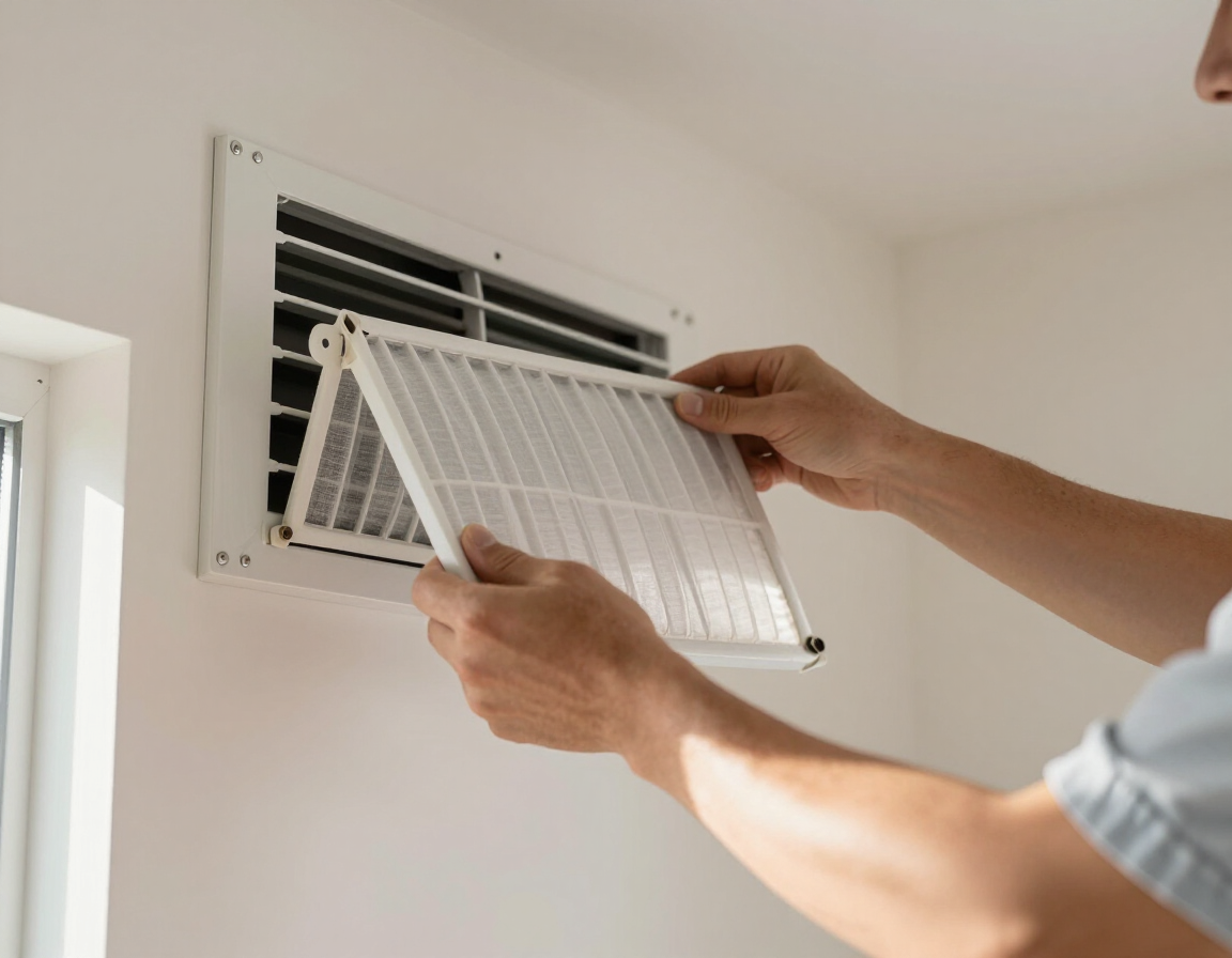 HVAC filter and clean return vent in a California home