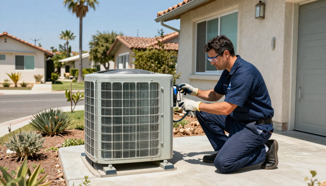 HVAC maintenance in San Diego on a residential air conditioner