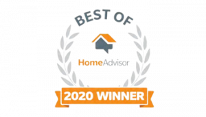 Best of HomeAdvisor 2020 Winner logo: gray and orange house within laurel wreath, banner reads 