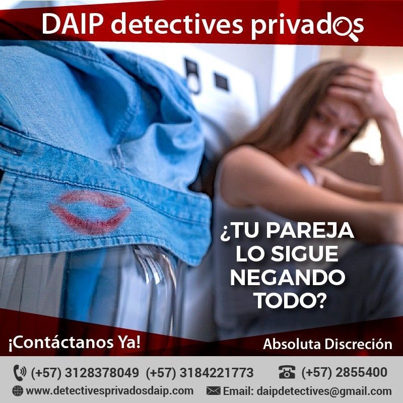 Anuncio de detectives privados con una pareja y el texto “¿Tu pareja lo sigue negando todo?”