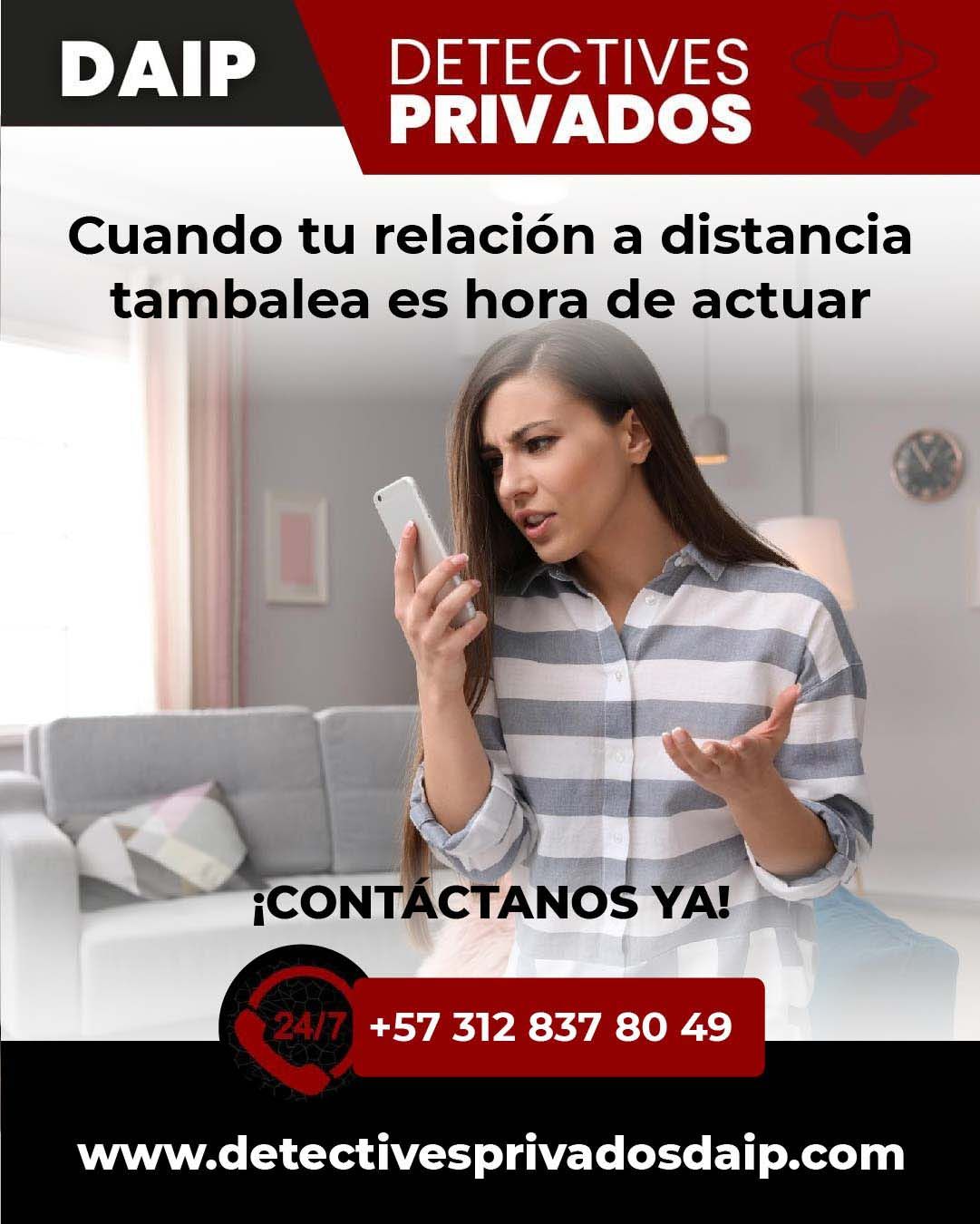 Un anuncio de la agencia de detectives privados DAIP que muestra a una persona con expresión preocupada