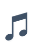Blue music note icon on a white background
