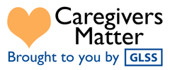 Caregivers Matter logo with orange heart and GLSS sponsor text on white background