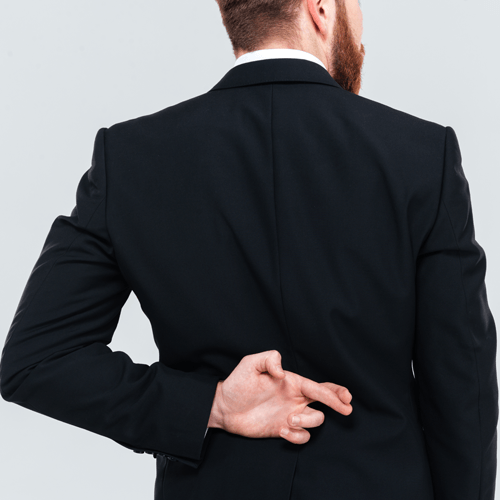 Man crossing his fingers behind his back
