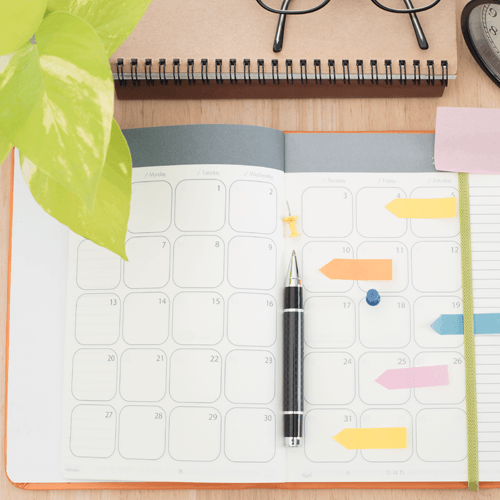 An open monthly planner