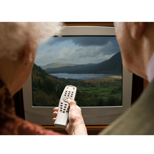 An old TV with white noise