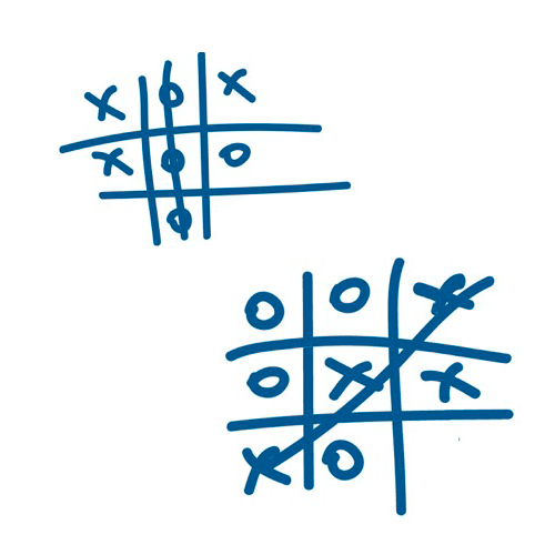 Two games of tic tac toe