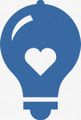 Blue lightbulb icon with a white heart in the center