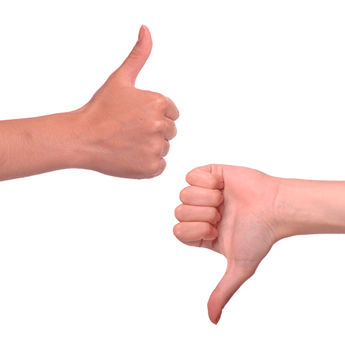 Picture of a thumbs up and thumbs down