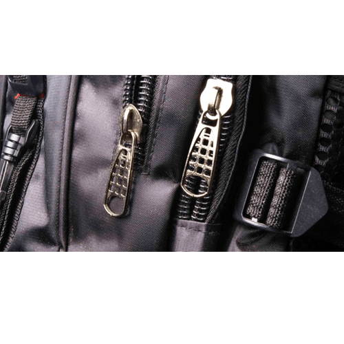 Lots of zippers on a backpack