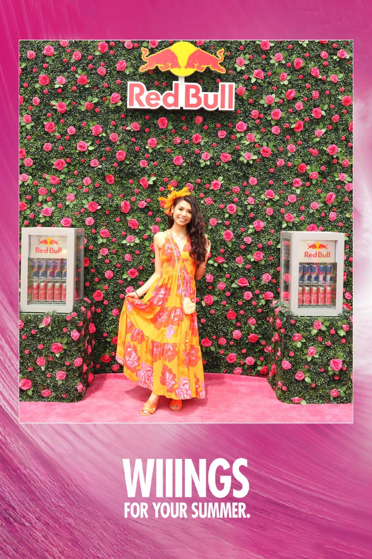 Woman posing for Red Bull photo 