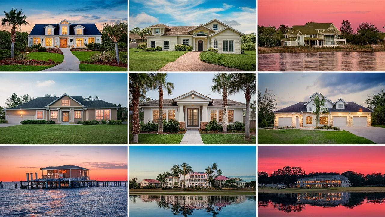 There are many different types of houses in this collage.