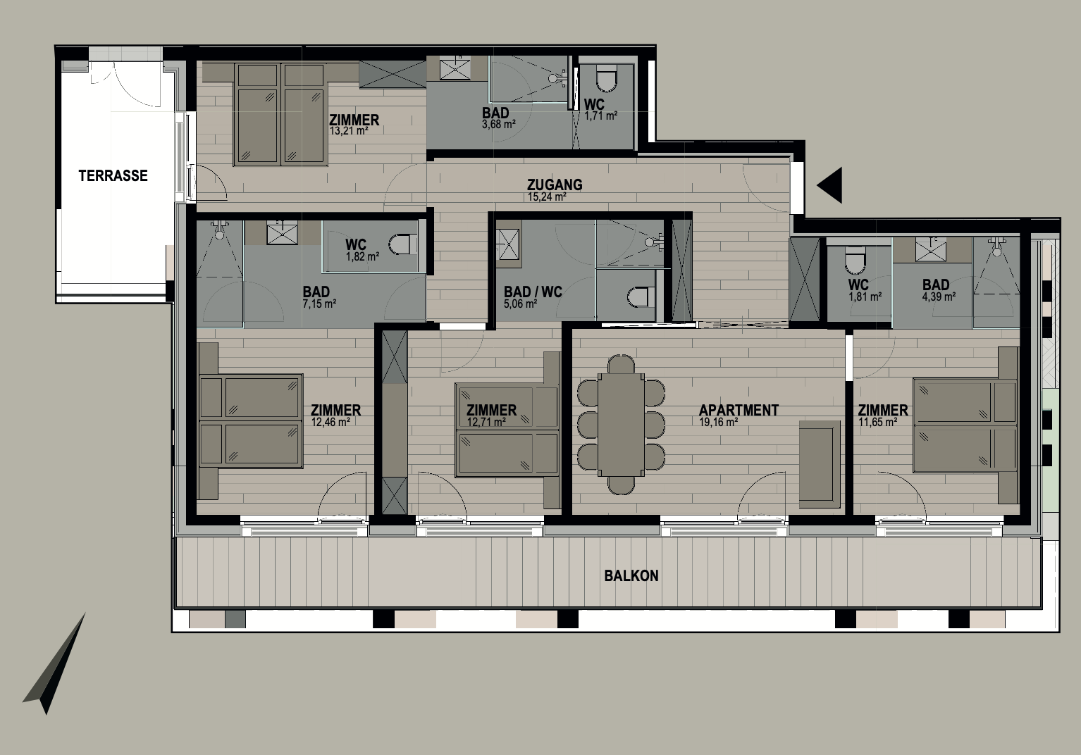 Grundriss einer Wohnung m